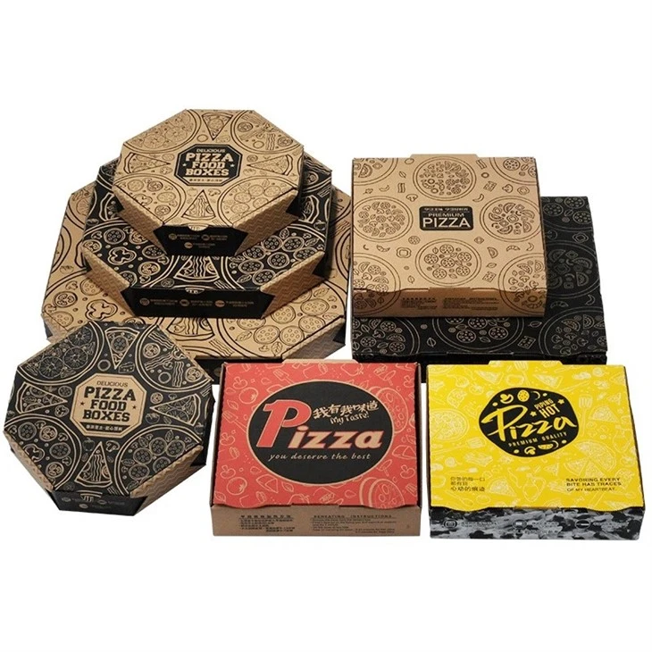 Boîte d'emballage de pizza en forme d'octangle avec logo client