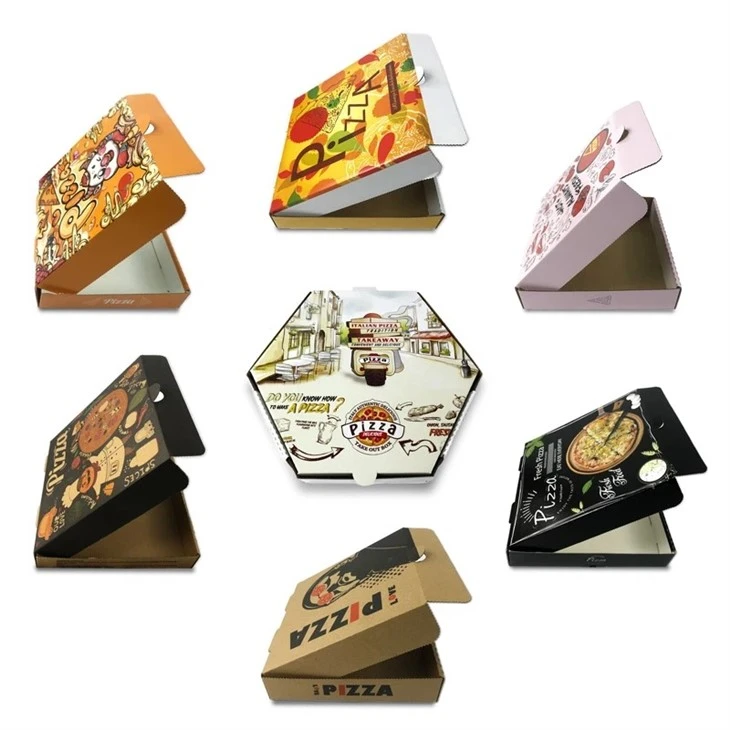 Boîte à pizza colorée en carton recyclable
